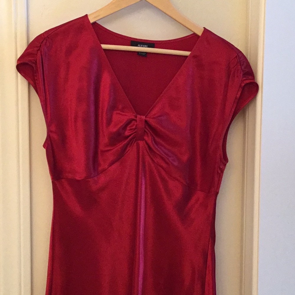Red silk blouse